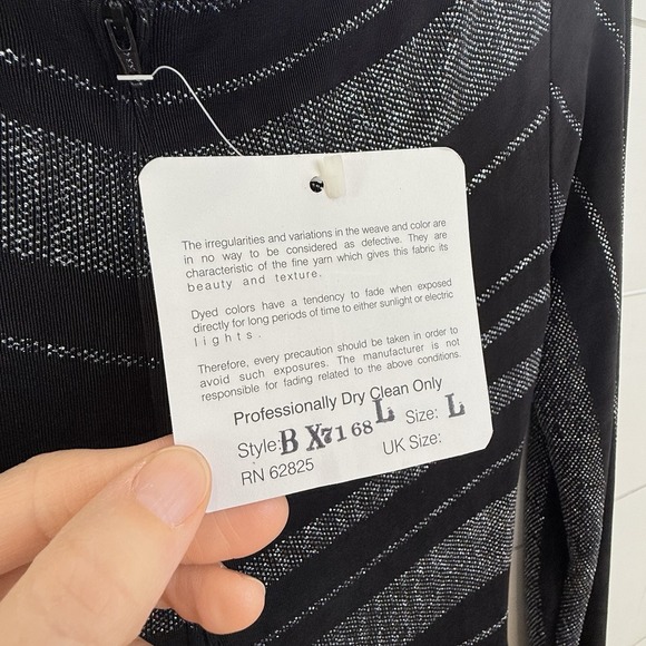 NEW VTG TADASHI Shoji Jersey Maxi Dress Evening Gown Metallic Silver Women Large - Picture 12 of 14